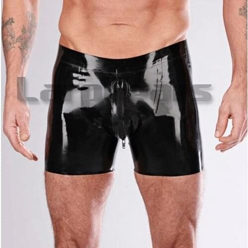 Handmade Rubber Latex Shorts Pant Mens Latex Underwear Front Zip