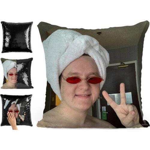 Lewis Capaldi towel red glasses Pillowcase European And American Explosions Sequin Pillowcase Magical Pillow Cover 40X40cm