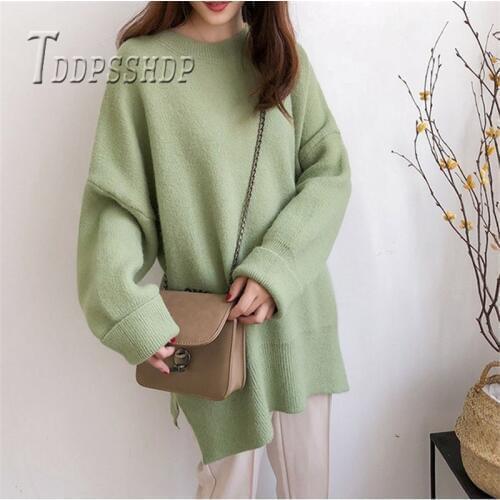 2019 Plus Size Autumn Winter Korean Loose Women Sweater Round Neck Knitted Female Sweaters