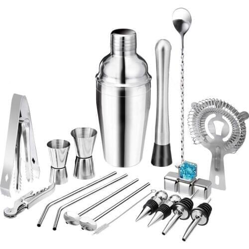 22pcs Bar Cocktail Set Boston Shaker Drink Making Kit Stainless Mixer Making Gift