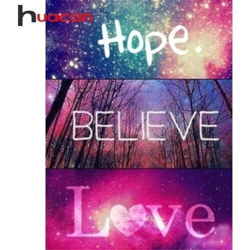 Huacan Diamond Painting Kits Full Drill Text 5D Diamond Mosaic Full Love Pictures Of Rhinestones Hobbies And Crafts