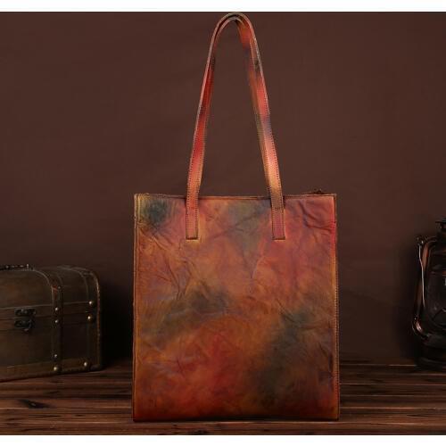 2019 New retro style high capacity women handbag genuine leather charming shoulder bag handmade shopping bag