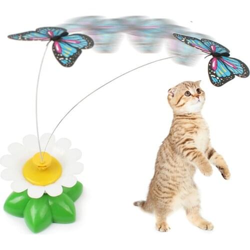 Newest Funny Pet Cat Toys Kitten Play Toy Electric Rotating Butterfly Bird Steel Wire Cat Teaser For Pet Kitten Toys