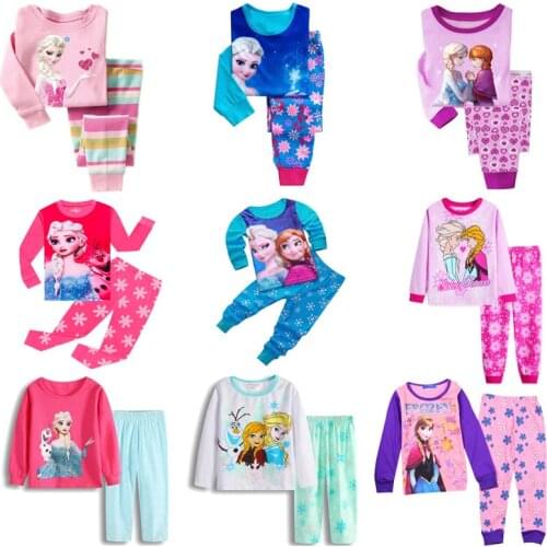 New Children Pajamas Sets Elsa Anna Cartoon Animal Print Nightwear Girls Family Kids Clothes Sleepwear Baby Pyjamas Sleepwear