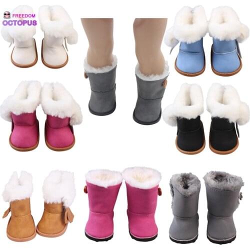 7.5cm Length Plush Snow Boots For 18 Inches American Doll Accessories Baby Doll Festival Shoes Gift For Our Generation Dolls