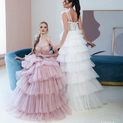 Stunning A-Line Wedding Gowns 2021 Elegant Beading Belt Spaghetti Straps Bride Dresses Ruffles Vintage Beach Bridal Gown