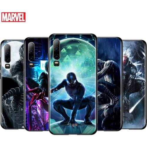 Marvel Dark Spider Man For Huawei P40 P30 P20 P10 P9 P8 Lite E mini Pro Plus 5G 2017 2019 Silicone Black Phone Case
