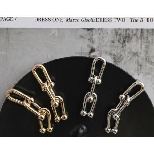Korean New Design Punk Gold Thick Chain Hoop Earrings Female Brass Earrings Chunky Geometrical Earrings Kolczyki Instajewelry