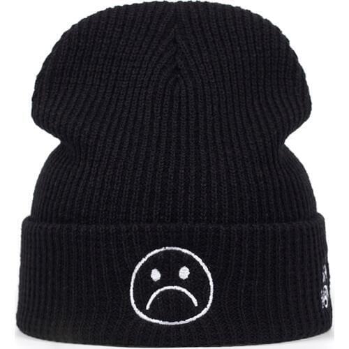 High Quality sad boy Crying face Very Casual Beanies For Men Women Fashion Knitted Winter Hat Hip-hop Skullies cap Hats