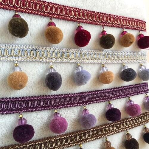 1 Meter European Style Pompom Fur Lace Trim Ball Ribbon Trim Tassel Craft DIY Sofa Curtain Decoration Sewing Accessories