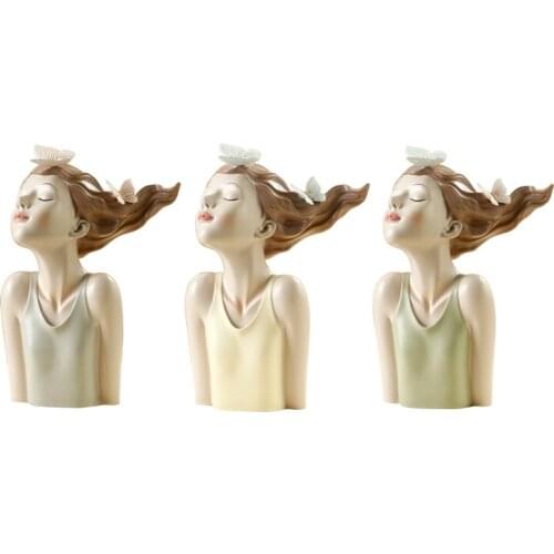 Nordic Resin Statue Simple Girl Decorative Figurine Home Decora Living Room Desktop Decoration Sculpture Ornaments Holiday Gifts