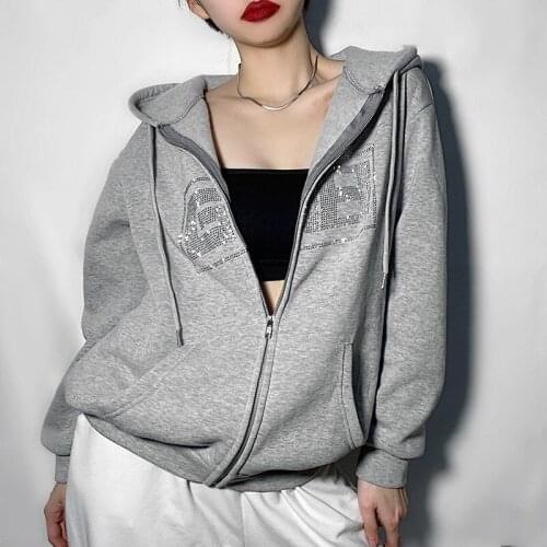 Topfight E-Girl Zipper Warm Hoodies Female Loose Harajuku WomenS Clothing Couple Pullovers Korean Fashion WomenS Hoodies