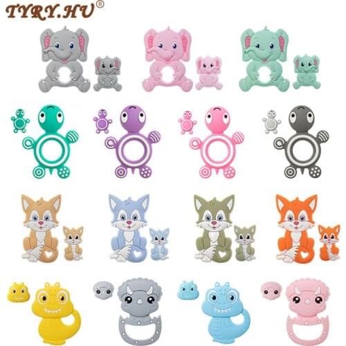 TYRY.HU 2Pc/Set Fox Silicone Beads Baby Silicone Teether Pendant DIY Nursing Necklace Pacifier Chain Bpa Free Baby Accessories