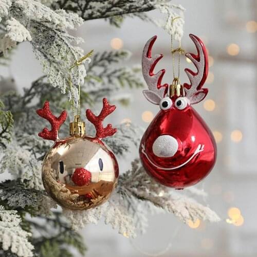 Christmas Tree Ornaments Pendant Decorations Elk Scene Layout Drop Shot Red 2 Elks Diameter Balls Festival Gift for Party