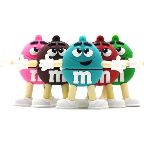 Usb Flash drive 4GB 8GB 16GB 32G 64GB M & M Chocolate Memory Stick Driver Pendrive USB 2.0 Cute Cartoon Pen drive 128GB 256GB