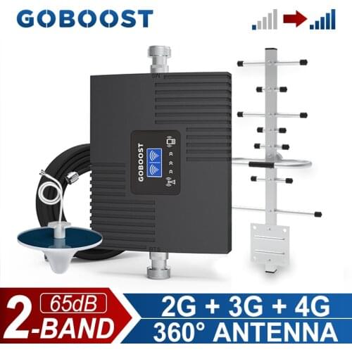 GOBOOST Signal Booster 2G 3G 4G LTE Cellular Amplifier 850 1800 2100 2600 MHz Mobile Signal Repeater Kit