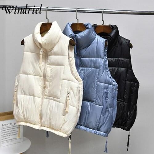 Windriel Windproof Vest Jacket Winter Women Autumn Warm Short Waistcoat 2021 New Fashion Snow Wear Coat Parka Sleeveless