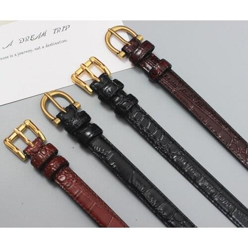 High Quality Alligator Pattern Cow Leather Slim Belt for Women Vintage Genuine Leather Cowhide Jean Pant Belt Femme Cinturon New