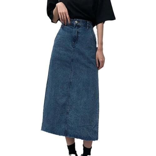 Summer Denim Women Skirt Solid Color Oversized Split Women High Waist Elegant Skirt Streetwear Summer Party Spijkerrok
