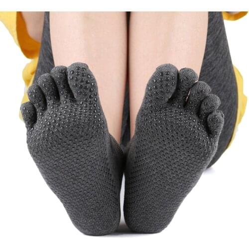 Pilates Socks For Women Yoga Sock Five Fingers Backless Silicone Non-slip 5 Toe Socks Ballet Gym Fitness Sports Ctton Sock