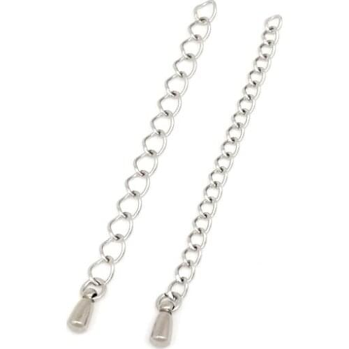 10pcs/lot Stainless Steel Extended Extension Tail Chain with Water Drop Connector DIY Jewelry Making Findings Bracelet Necklace