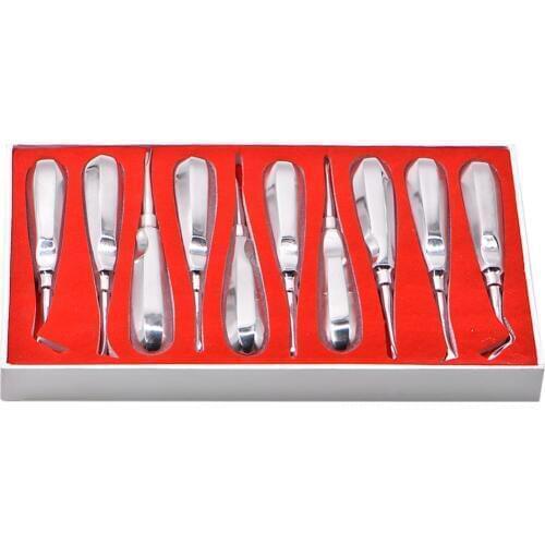 10pcs Dental Luxating Lift Elevator Teeth Clareador Hexagon Handle Dentist Surgical Tool Stainless Steel Curved Root Elevator