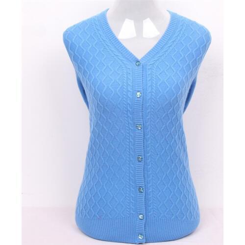 100%goat cashmere plaid knit women fashion thick H-straight cardigan sweater sky blue 5color S/3XL