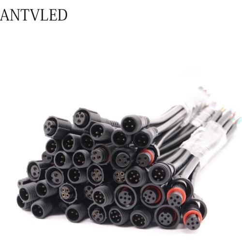 2Pin 3Pin 4Pin 5Pin 5~50Pairs Jack Male To Female LED Connector Waterproof IP68 BLACK Cable For LED Strips Light