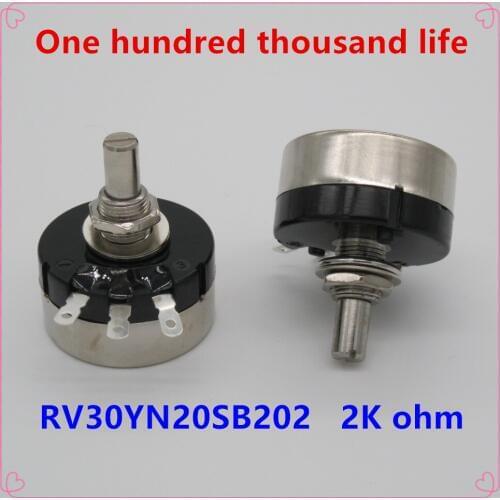2pcs RV30YN20S B202 3W , 2k ohm Adjustable Resistance of Single Ring Carbon Film Potentiometer