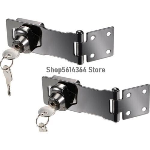 4-inch Keyed Hasp Locks w Screws for Door Keyed Alike Black 2Pcs