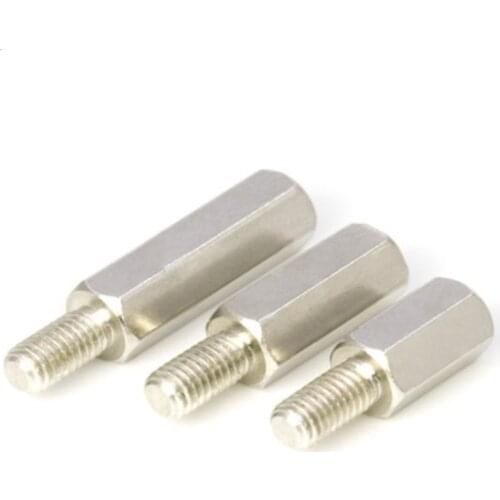 20PCS/10PCS m3 M4*L+6 Male to Female nickel Brass Standoff Spacer M3 Hexagonal Stud Spacer Pillars