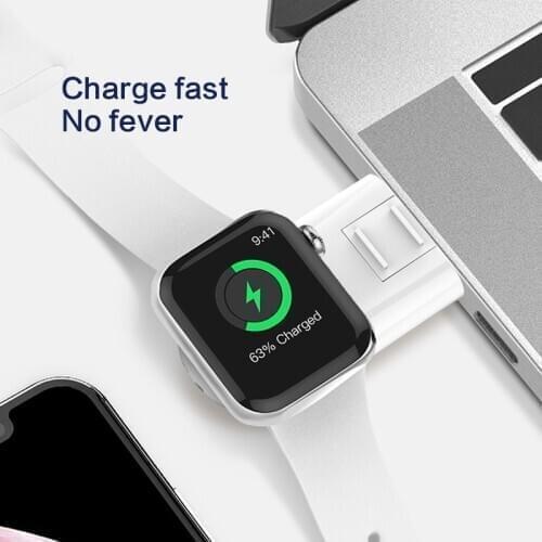 2020 Mini Portable Car Wireless Charger Qi for Apple iWatch 1 2 3 4 Dock Cord Adapter Watch Cable Fast Charging USB Base