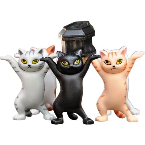5Pcs/set Dancing Cat Japanese Cat Pen Holder Weightlifting Carrying Coffin Interesting Cat Dolls Creative Desktop Ornaments Home