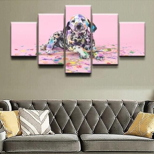 5 Piece Print Poster Paint Dalmatian Pet Puppy Decor Painting Wall Art Pictures Modern Home Decor For Bedroom Canvas Artwork