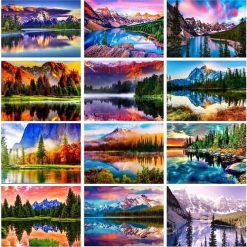 Diamond Painting Mountain Full Square/Round Diamond Embroidery Landscape Picture Of Rhinestones Mosaic Art Home Decor