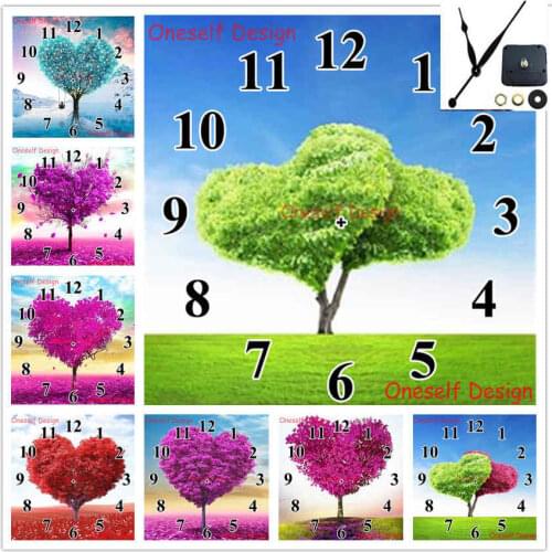 Heart tree 5d diamond painting Mechanical clock 5d diamond embroidery full clock diamond mosaic sale decortion home wall sticker