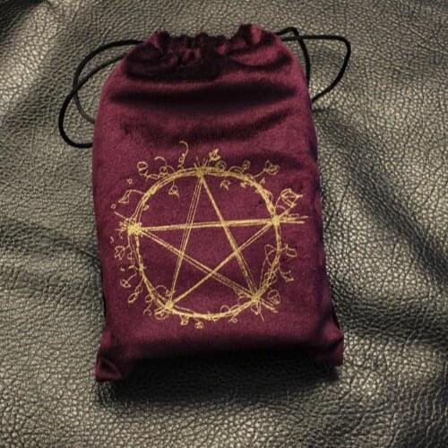 1pc Velvet Pentagram Tarot Storage Bag Deck Board Game Cards Embroidery Drawstring Bags Witchcraft Supplies For Altar Tarot Card