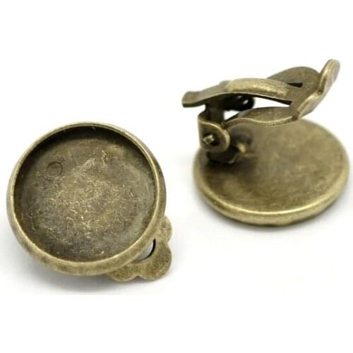 Free shipping!!! Clip On Earring Findings Bronze Tone pad 14mm,Earrings post,Earring base