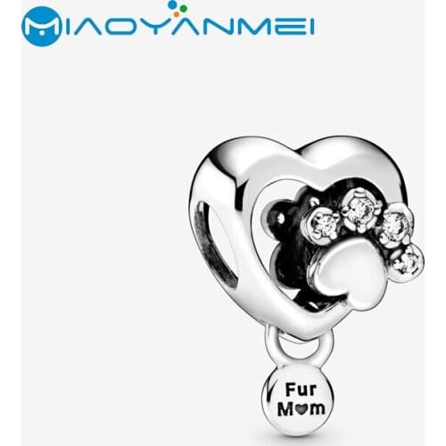 2020 Spring 925 Sterling Silver Beads Sparkling Paw Print & Heart Charm fit Original Pandora Bracelets Women DIY Fashion Jewelry