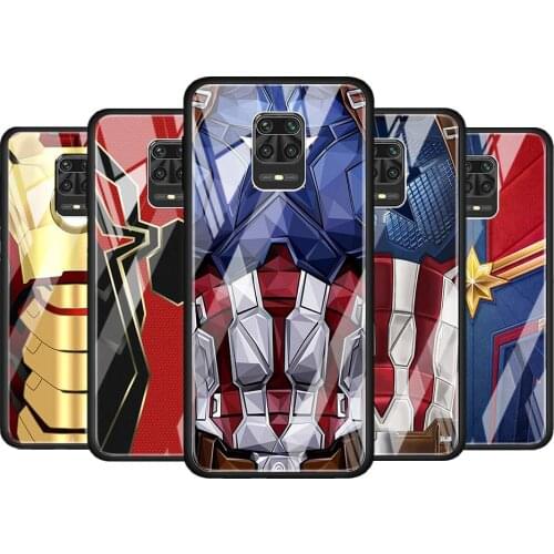 Avengers Hero Marvel for Xiaomi Redmi Note 10 Pro Max 10S 9T 9S 9 8T 8 7 Pro 5G Luxury Tempered Glass Phone Case Cover
