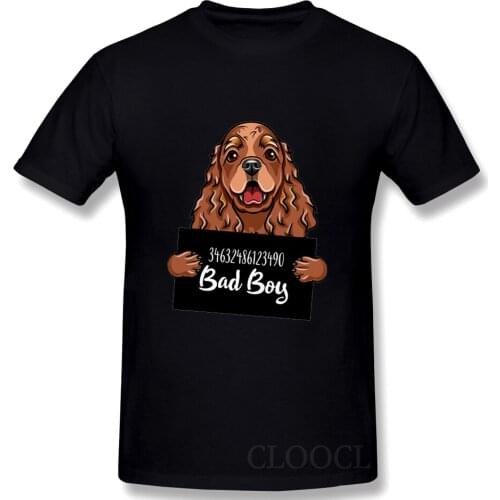 CLOOCL Cotton T-Shirt Fashion English Cocker Spaniel Dog Bad Boy Printed Tshirt Men Women Shirts Tops Funny Cotton Black Tees