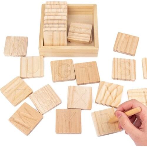 Montessori Childrens Wooden Educational Toys Early Learning Word Spelling Letter Groove Practice Board Pen Control Training