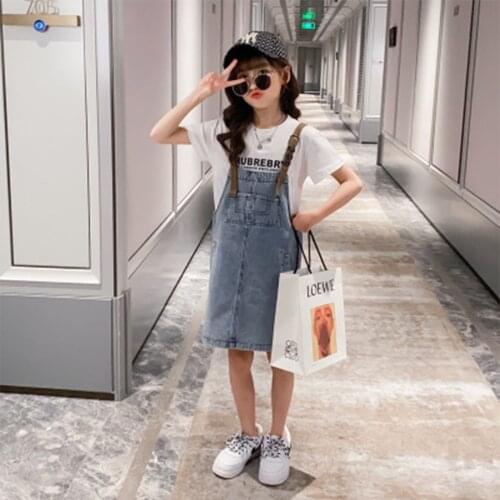 Childrens Clothing Girl Sets Kids Clothes Girls Skirts Sets For Grils Summer Denim Skirts And Short Sleeved Two-Piece Suit