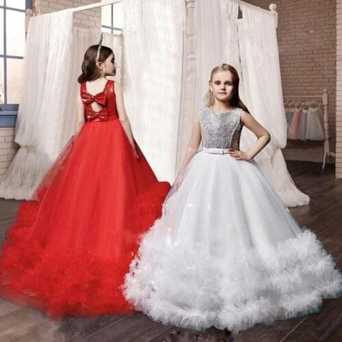 Princess Kids Dresses For Girls Pageant Party Holiday Children Lace Long Backless Wedding Dress Teen Girl Graduation Prom Gown
