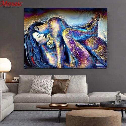 5D DIY Square Resin Drill Diamond Painting Sexy couple Diamond Embroidery Full display Mosaic Abstract Pictures of Rhinestones