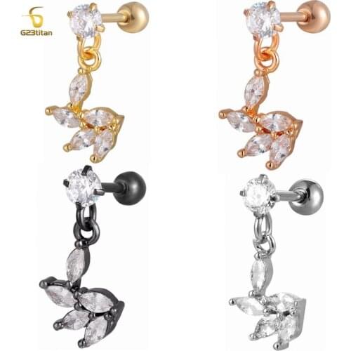 16G Surgical Steel Petal Pendant Ear Cartilage Tragus Auricle Piercing Ring Ear Plug Women Body Piercing Jewelry