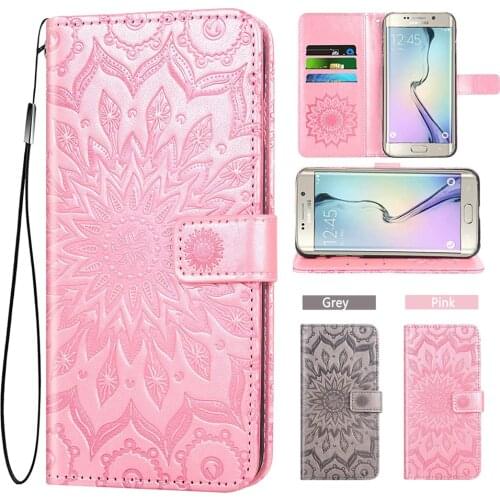 Leather Wallet Phone Case For Samsung Galaxy S6 Edge+ S 6 6S Plus S6p SamsungS6case SM G920 G925 Magnetic Sunflower Flip Cover