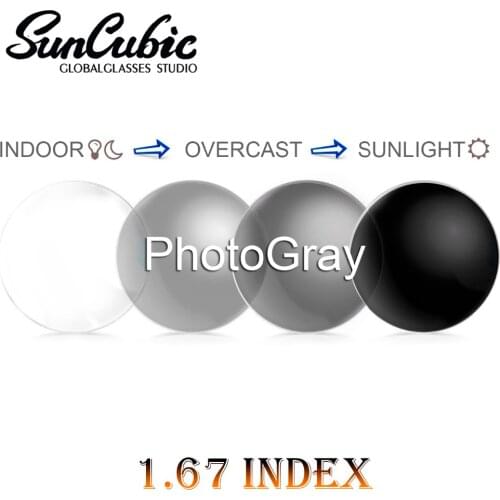 1.67 Index Myopia Rx lens Photochromic Fast Color Changing Lens Scratch-Proof Anti-Reflective Coating Lenses