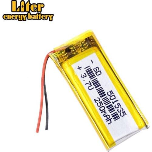 Liter energy battery 3.7V 250mAh 501535 plug Lithium Polymer Li-Po Rechargeable Battery For MP3 MP4 MP5