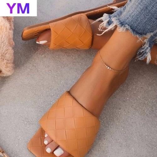 Fashion 2021 Womens Slipper PU Leather Casaul Fashion Lady Sandals Size 35-43 Summer Zapatillas Mujer Casa Flat Slippers